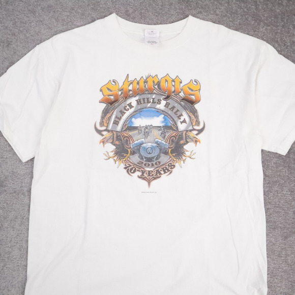 2010 Sturgis Bikercore Motorcycle Rally USA Large White Short Sleeve T-Shirt - Picture 5 of 9